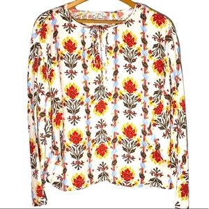 FRAME | Women’s Le Raglan 100% Silk Fall Colors Floral Print Blouse size Small